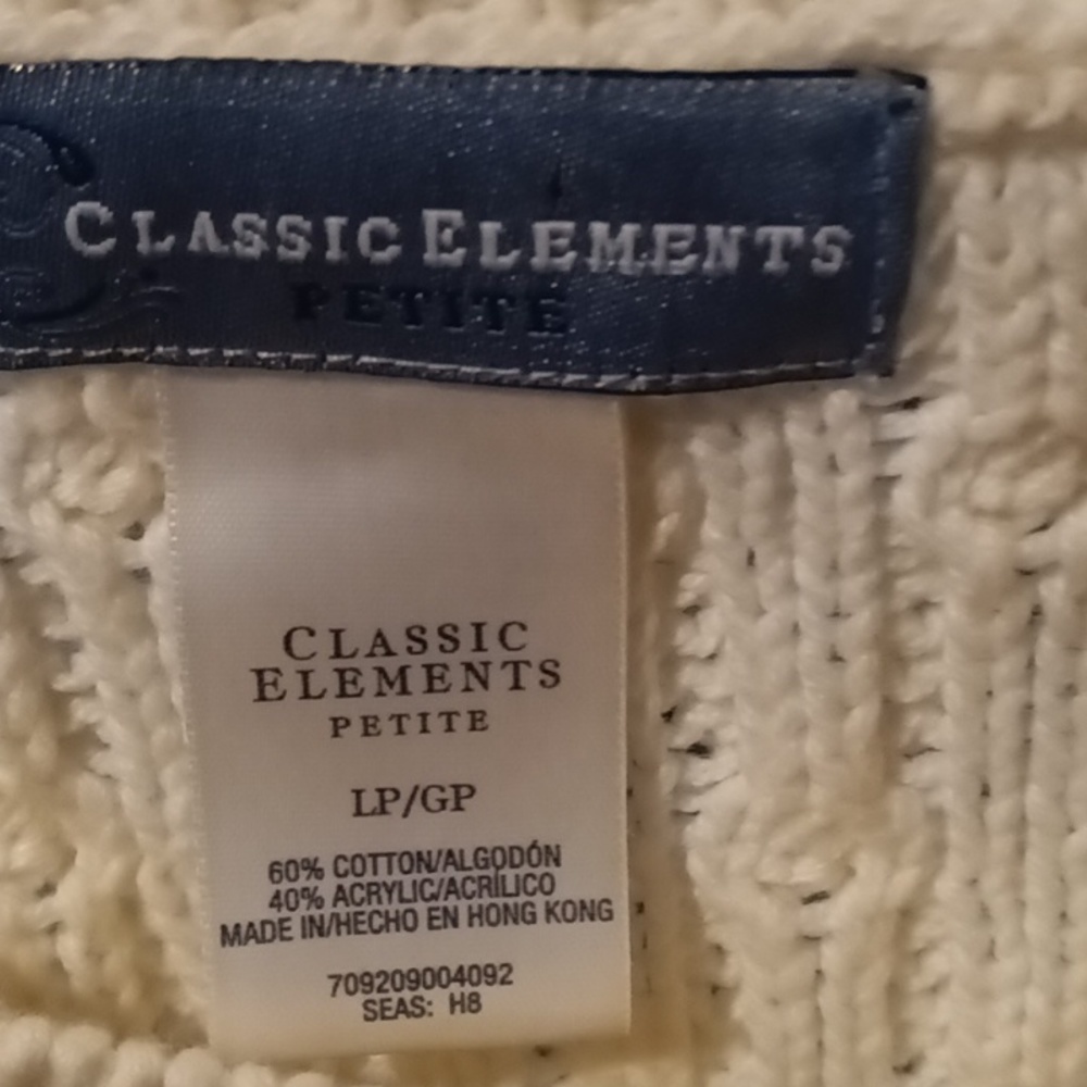 Classic Elements Beige/Bone Crocheted Cropped Swe… - image 1